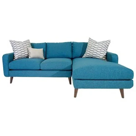 Mid-Century Modern Sectional Sofa with Splayed Legs and Chaise